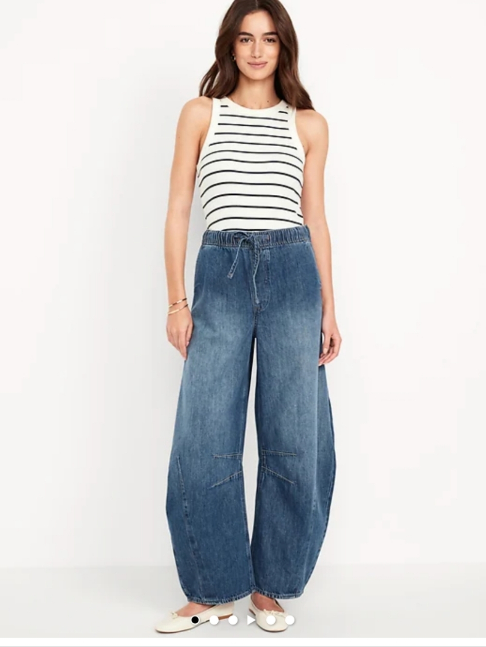 Old Navy Wide Leg Drawstring Jeans in Medium Blue